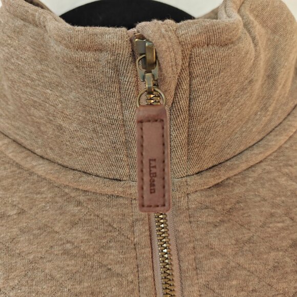 L.L.BEAN Quilted Quarter-Zip Pullover Sweatshirt Brown Women's Brown Size Large - Picture 4 of 12